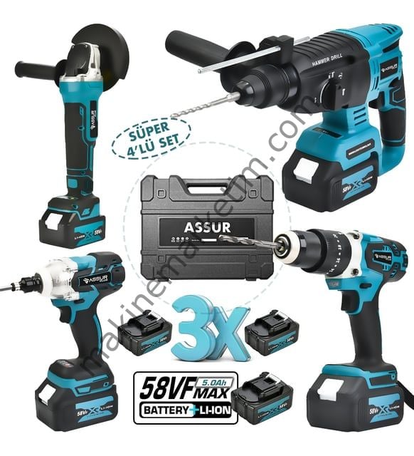 ASSUR 4 LÜ SET HİLTİ- MATKAP - SOMUN SIKMA - SPİRAL