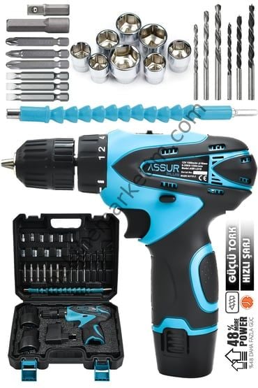ASSUR PLUS 12v 4ah Lion ARMUT Batarya Çift Akülü Vidalama