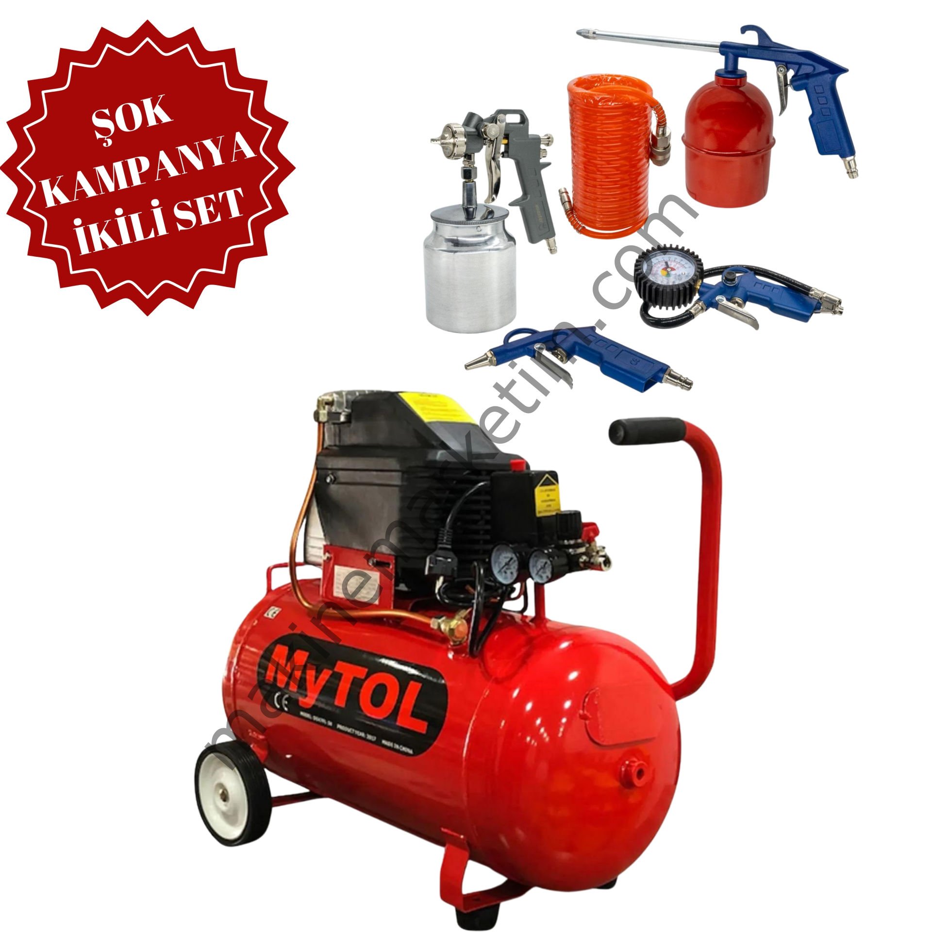 Mytol 50LT  Kompresör Yüksek Kalite 5 Parça Havalı Set