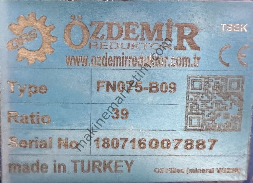 40 Devir Redüktörlü Frenli Motor 1.5KW 380Volt
