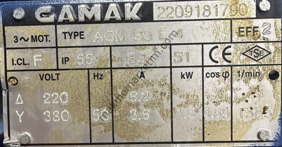 19 Devir Redüktörlü Motor 1.5KW 380Volt - Yılmaz Redüktör