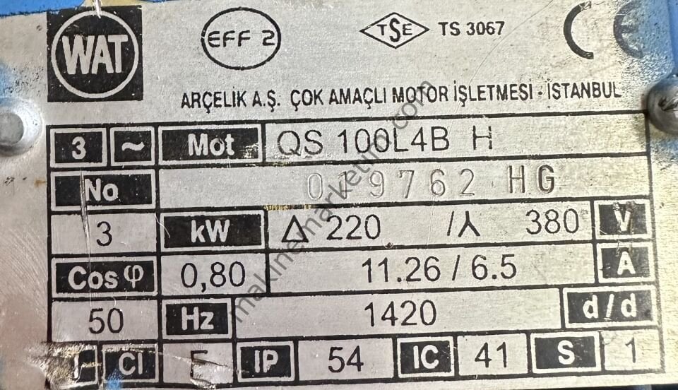 72 Devir Redüktörlü Motor 1.5KW 380Volt - I Mak