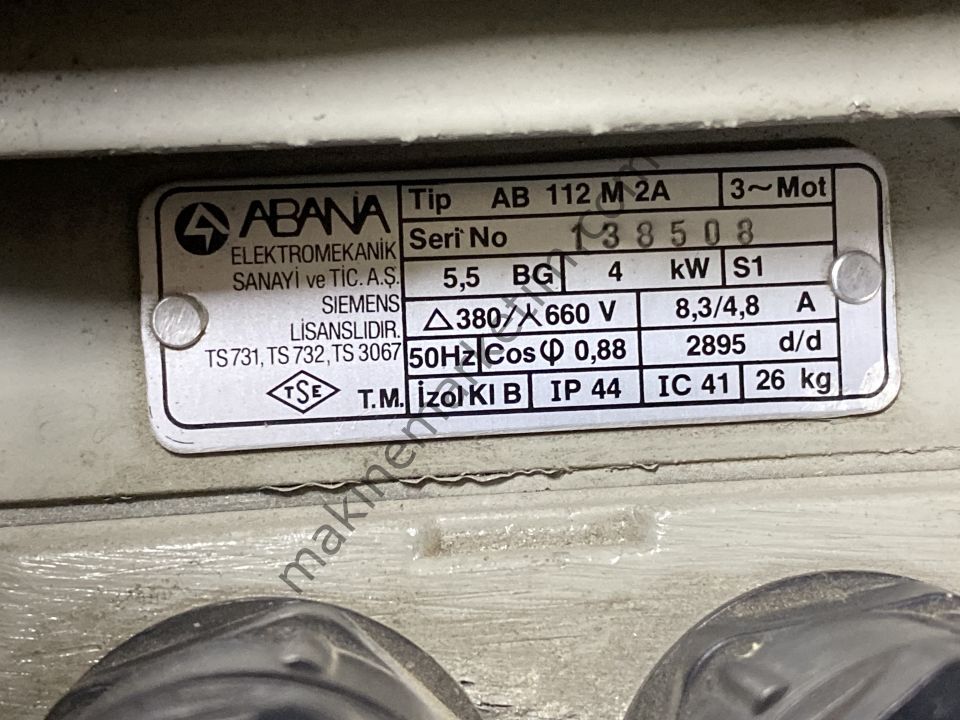 ABANA 380V 4KW 2800 DEVİR MOTOR