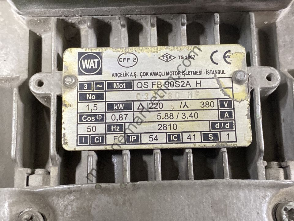 WAT 380V 1.5KW 2800 DEVİR AYAKSIZ FLANŞLI MOTOR