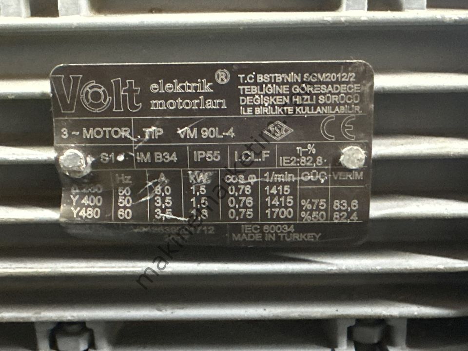 VOLT 380V 1.5KW 1400 DEVİR FLANŞLI MOTOR