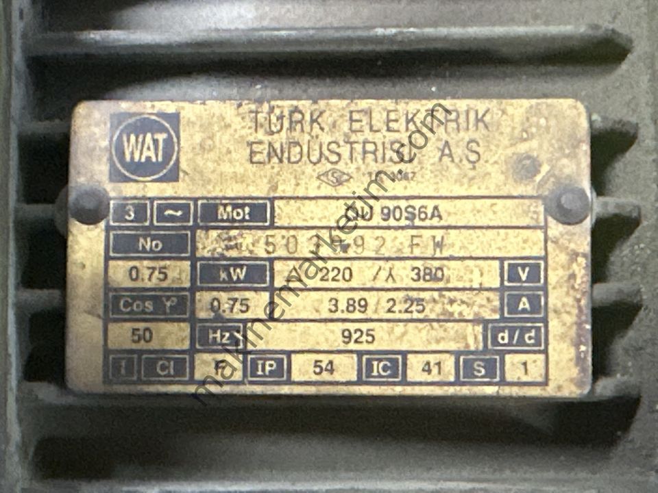 WAT 380V 0.75KW 900 DEVİR MOTOR