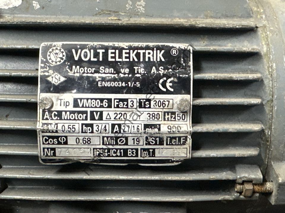 VOLT 380V 0.55KW 900 DEVİR AYAKSIZ FLANŞLI MOTOR