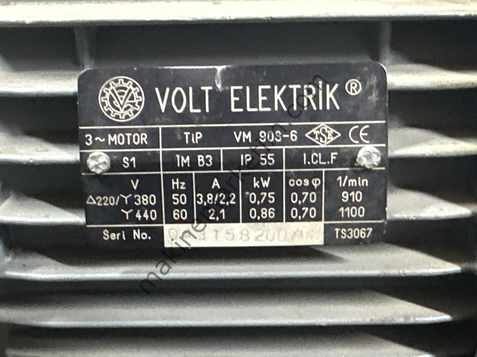 VOLT 380V 0.75KW 900 DEVİR FLANŞLI MOTOR
