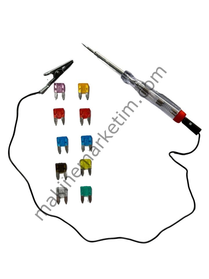 Oto Elektrik Kontrol Kalemi ve Sigorta Seti 6 12 24 Volt Uyumlu